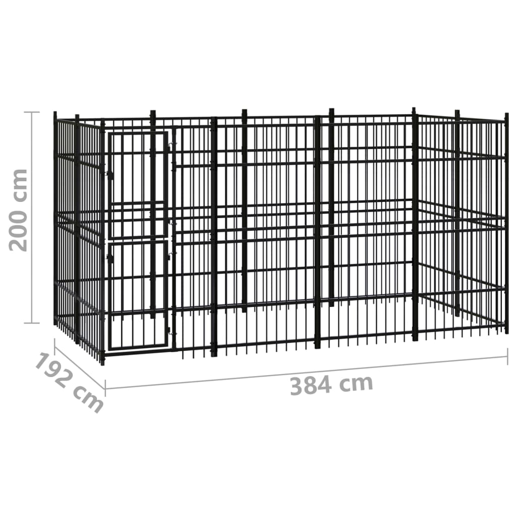 vidaXL Outdoor Dog Kennel Steel 7.37 m²