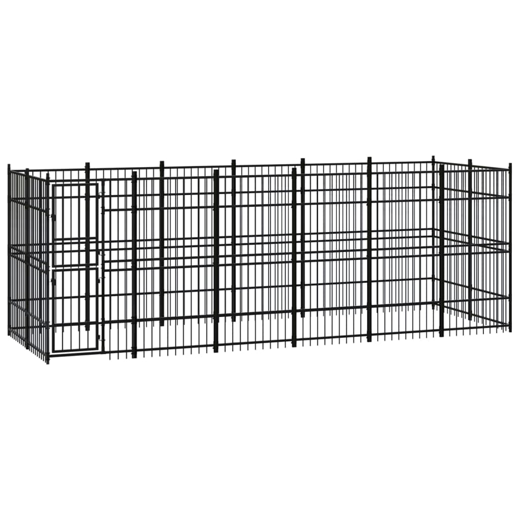 vidaXL Outdoor Dog Kennel Steel 11.06 m²