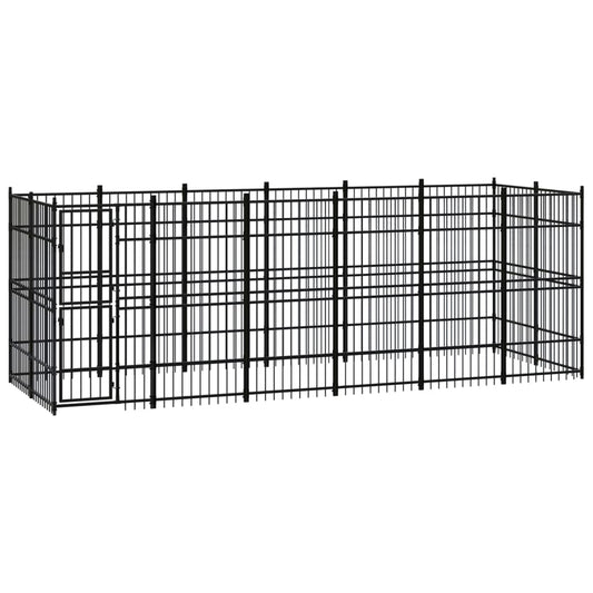 vidaXL Outdoor Dog Kennel Steel 11.06 m²