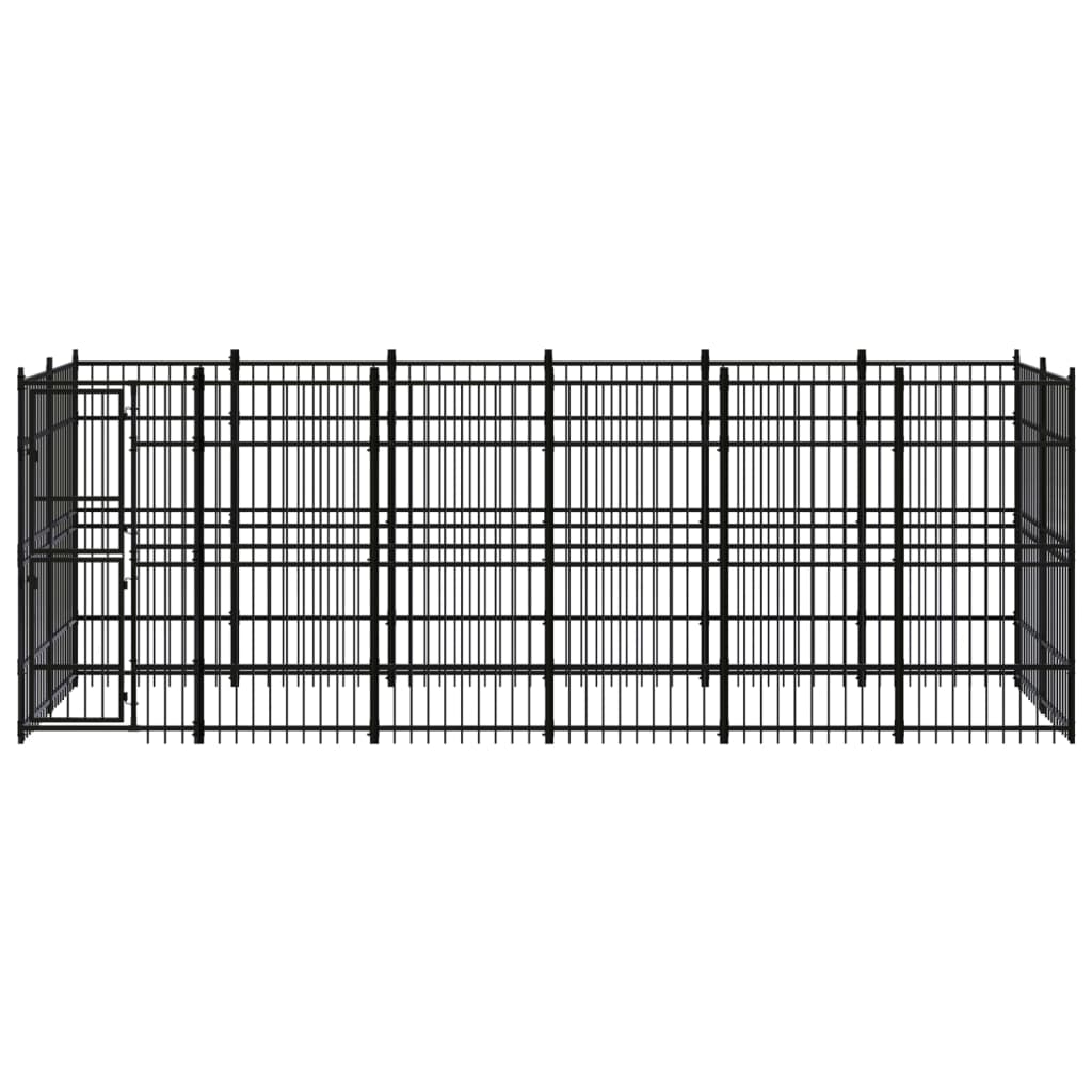 vidaXL Outdoor Dog Kennel Steel 11.06 m²