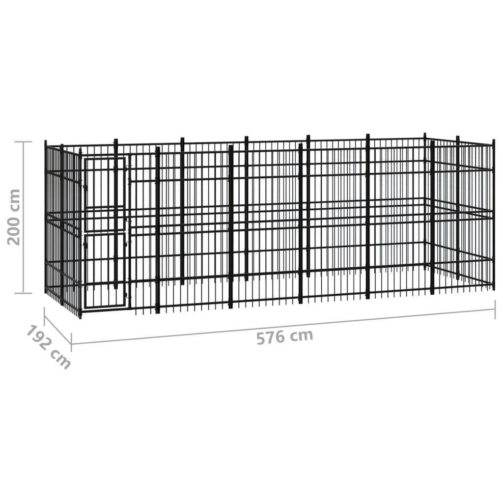 vidaXL Outdoor Dog Kennel Steel 11.06 m²