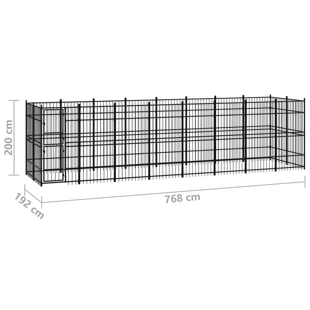 vidaXL Outdoor Dog Kennel Steel 14.75 m²