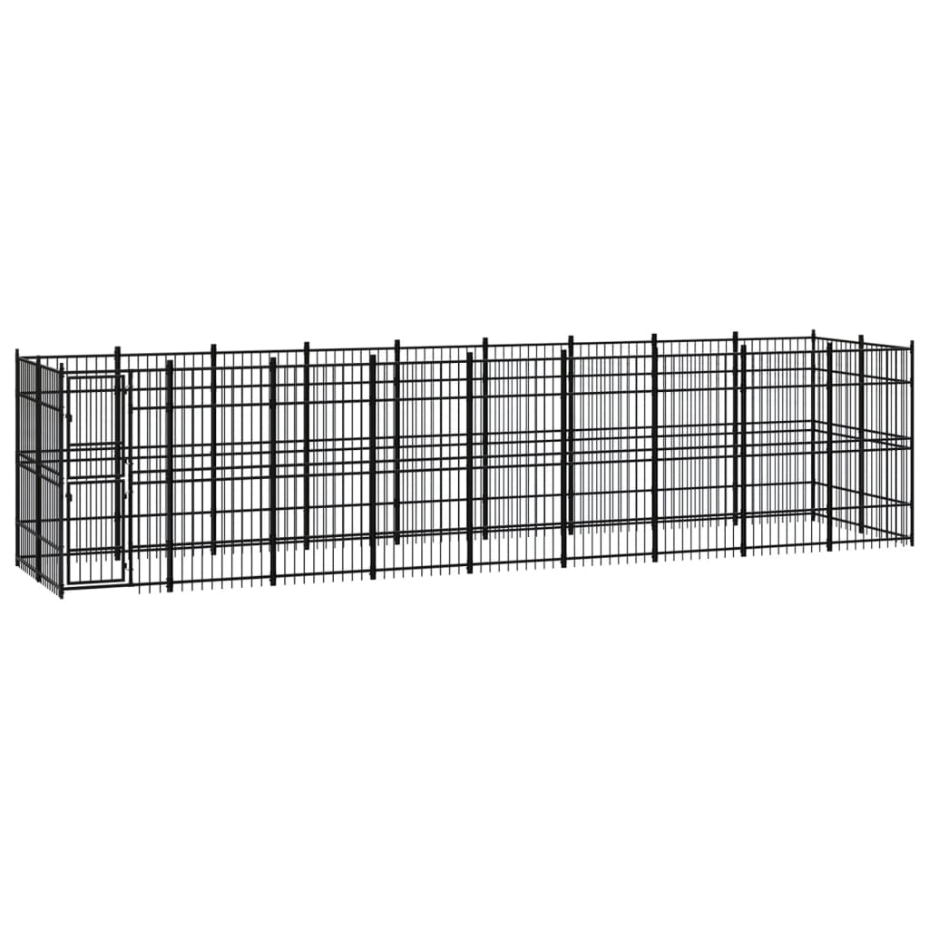 vidaXL Outdoor Dog Kennel Steel 16.59 m²