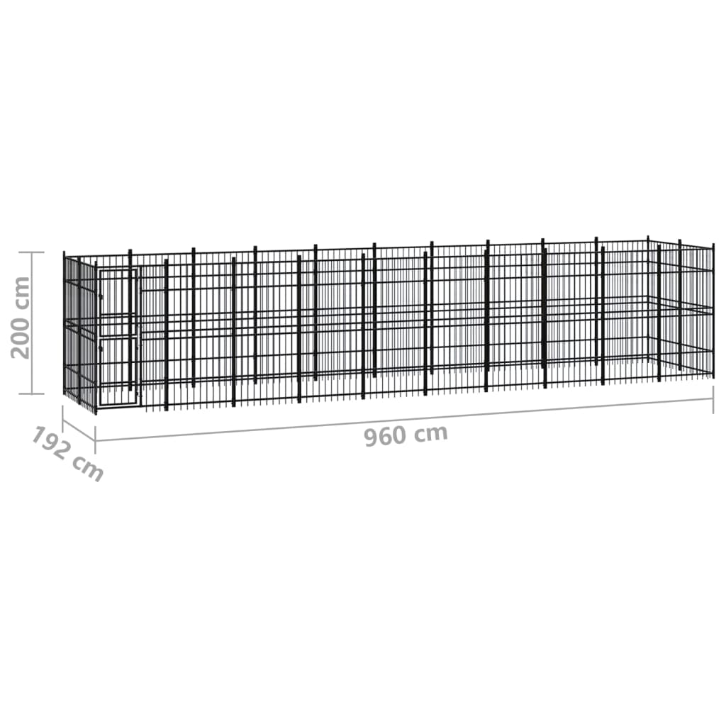 Outdoor Dog Kennel Steel 18.43 m²