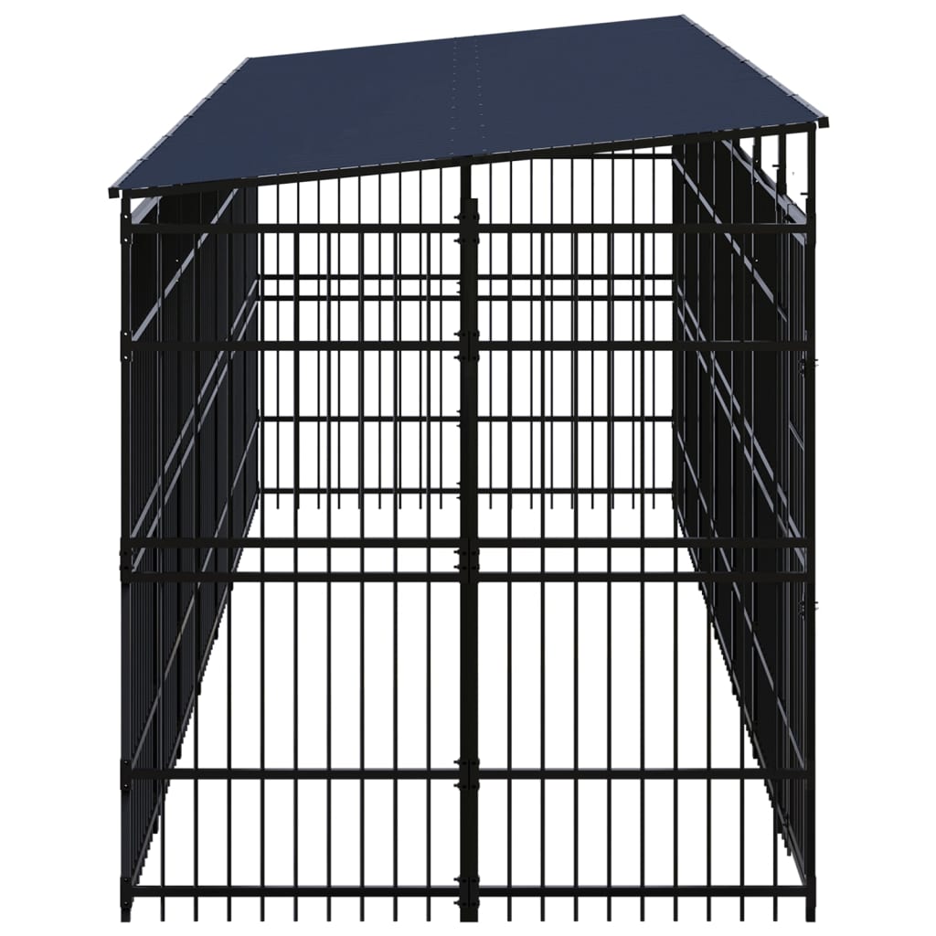 vidaXL Outdoor Dog Kennel with Roof Steel 12.9 m²