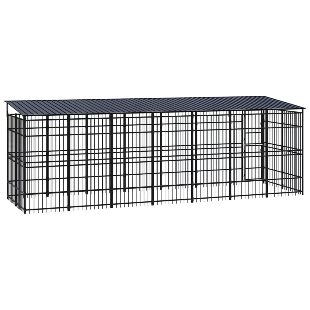 vidaXL Outdoor Dog Kennel with Roof Steel 12.9 m²