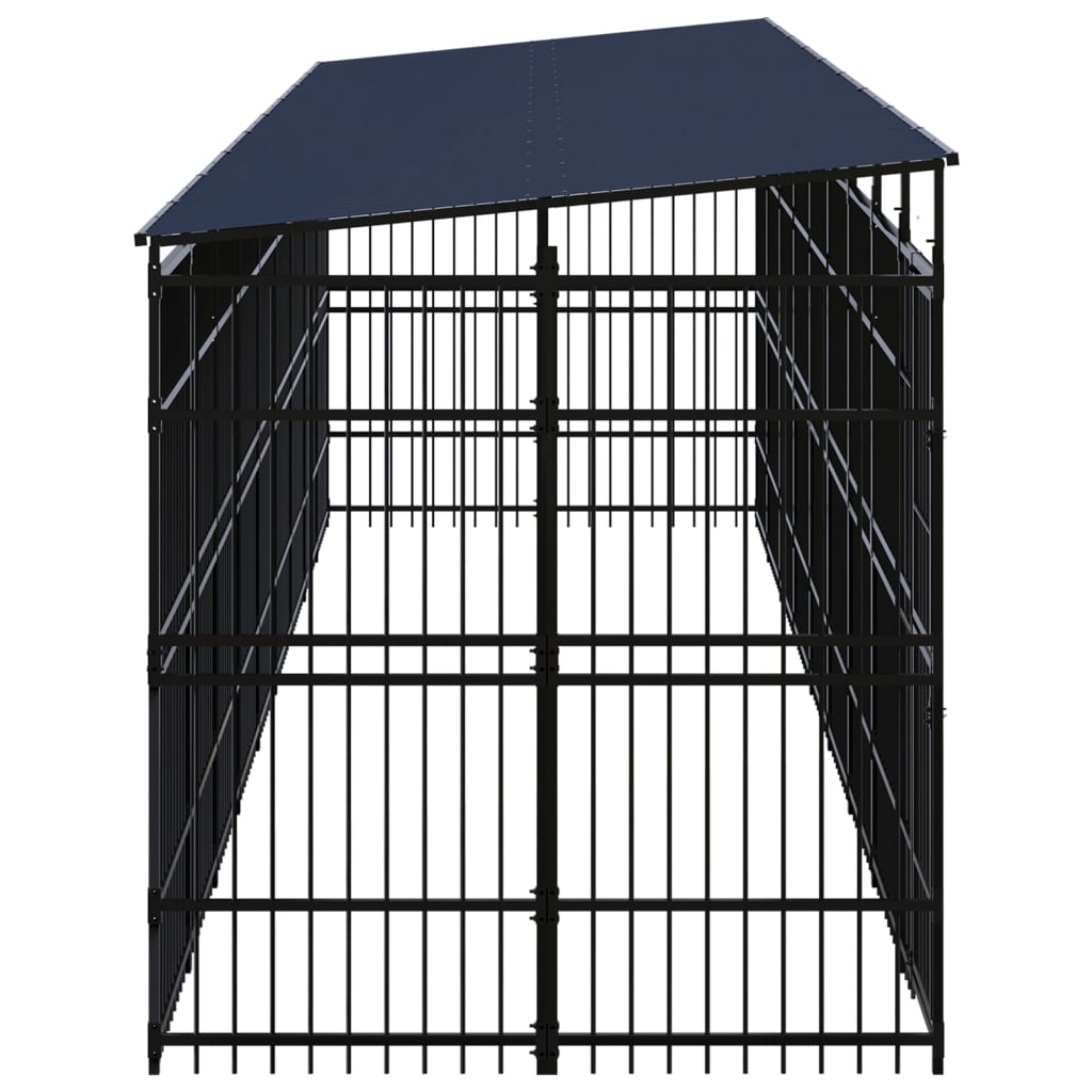 vidaXL Outdoor Dog Kennel with Roof Steel 16.59 m²