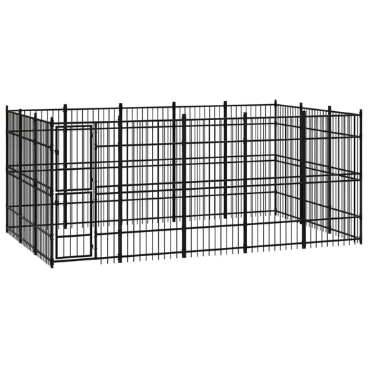 vidaXL Outdoor Dog Kennel Steel 13.82 m²