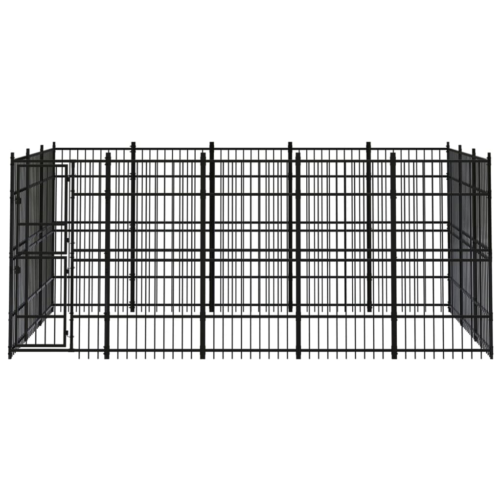 vidaXL Outdoor Dog Kennel Steel 13.82 m²