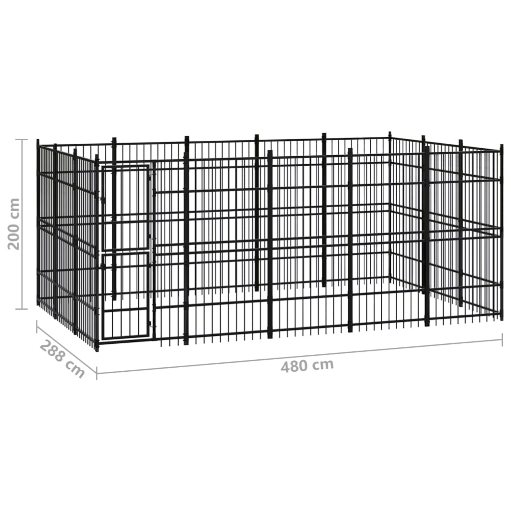 vidaXL Outdoor Dog Kennel Steel 13.82 m²