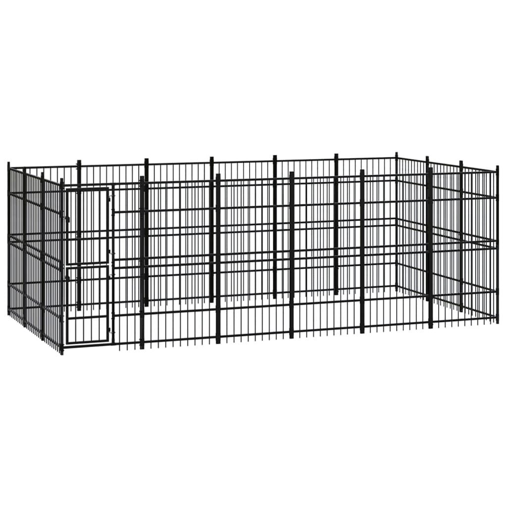 vidaXL Outdoor Dog Kennel Steel 16.59 m²