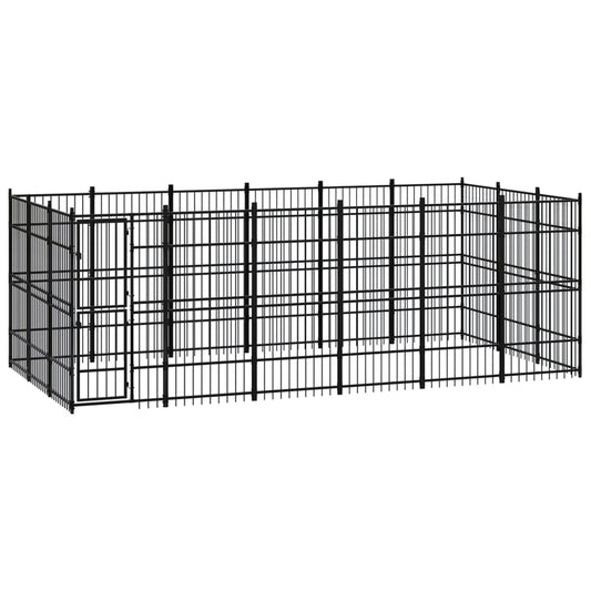 vidaXL Outdoor Dog Kennel Steel 16.59 m²