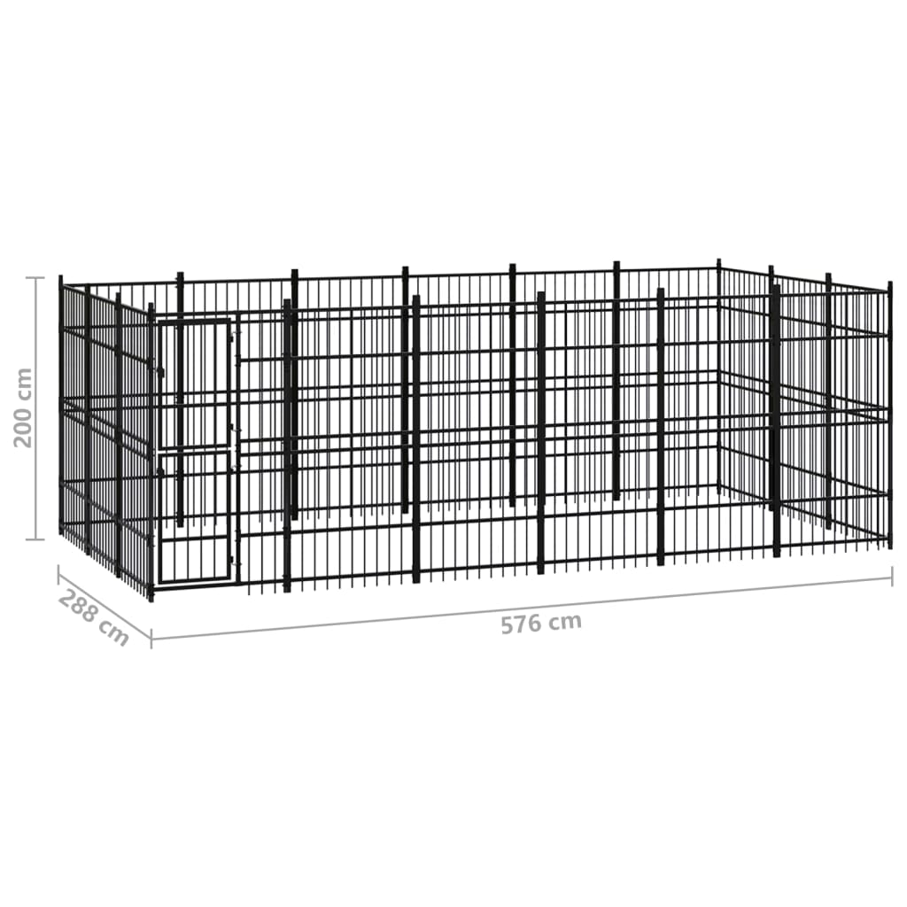 vidaXL Outdoor Dog Kennel Steel 16.59 m²