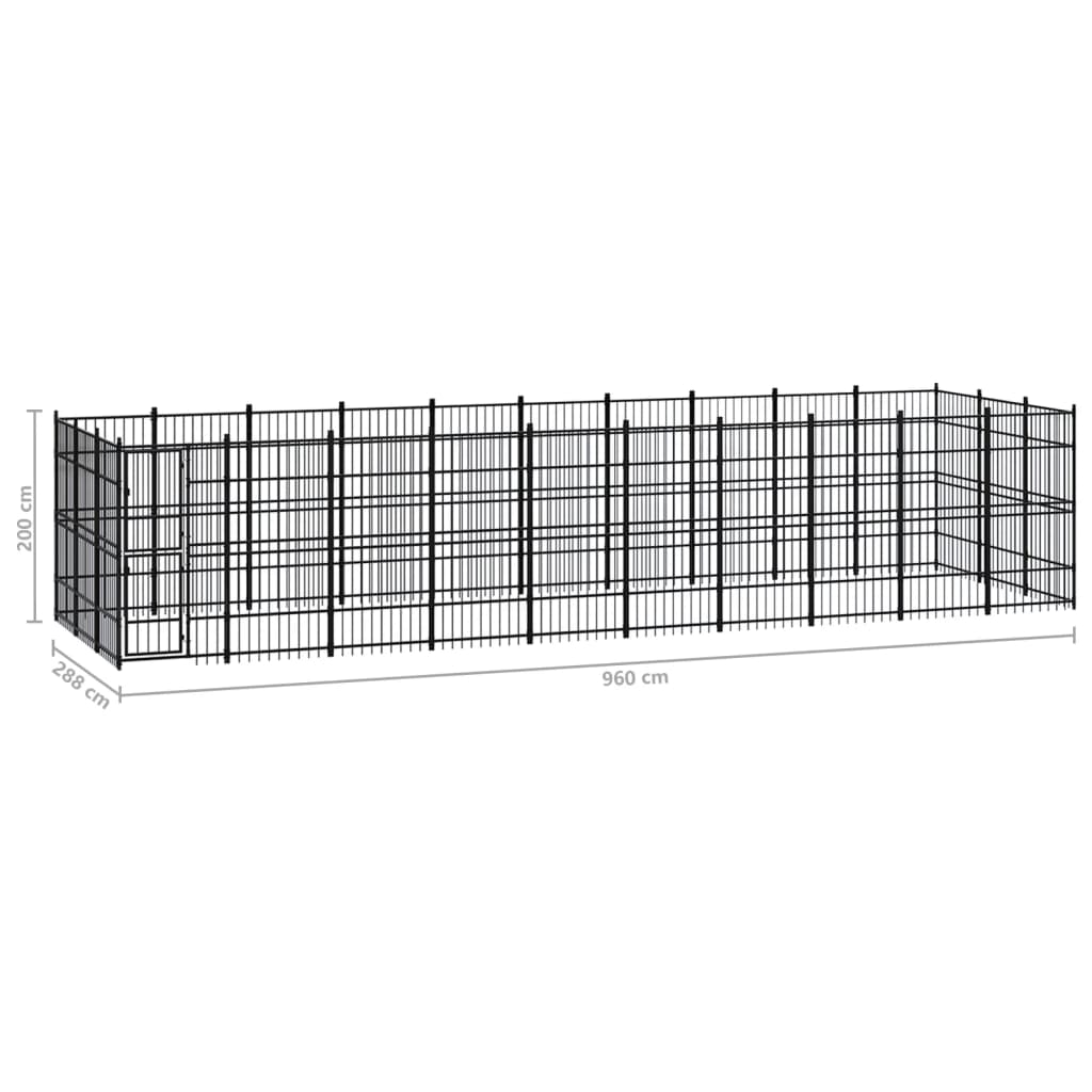 vidaXL Outdoor Dog Kennel Steel 27.65 m²