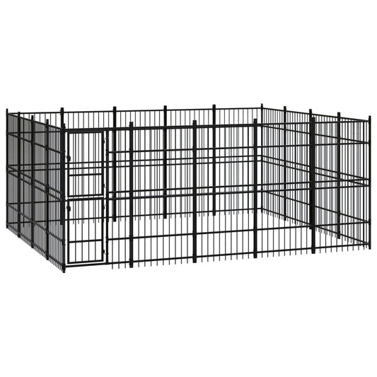 vidaXL Outdoor Dog Kennel Steel 18.43 m²