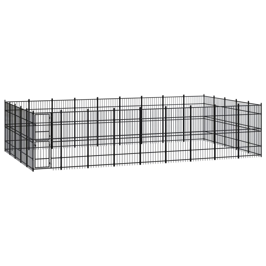 vidaXL Outdoor Dog Kennel Steel 41.47 m²