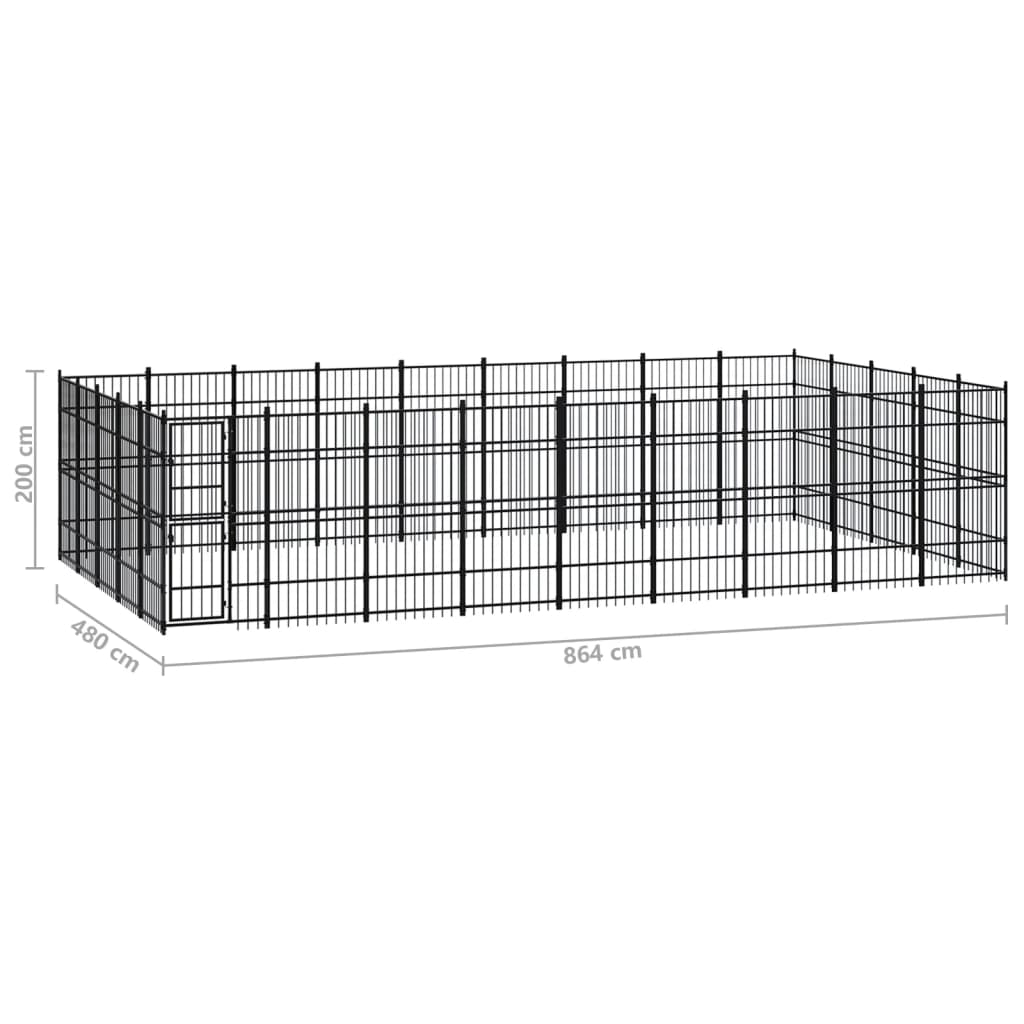 vidaXL Outdoor Dog Kennel Steel 41.47 m²