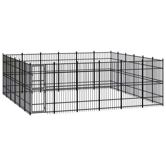 vidaXL Outdoor Dog Kennel Steel 33.18 m²