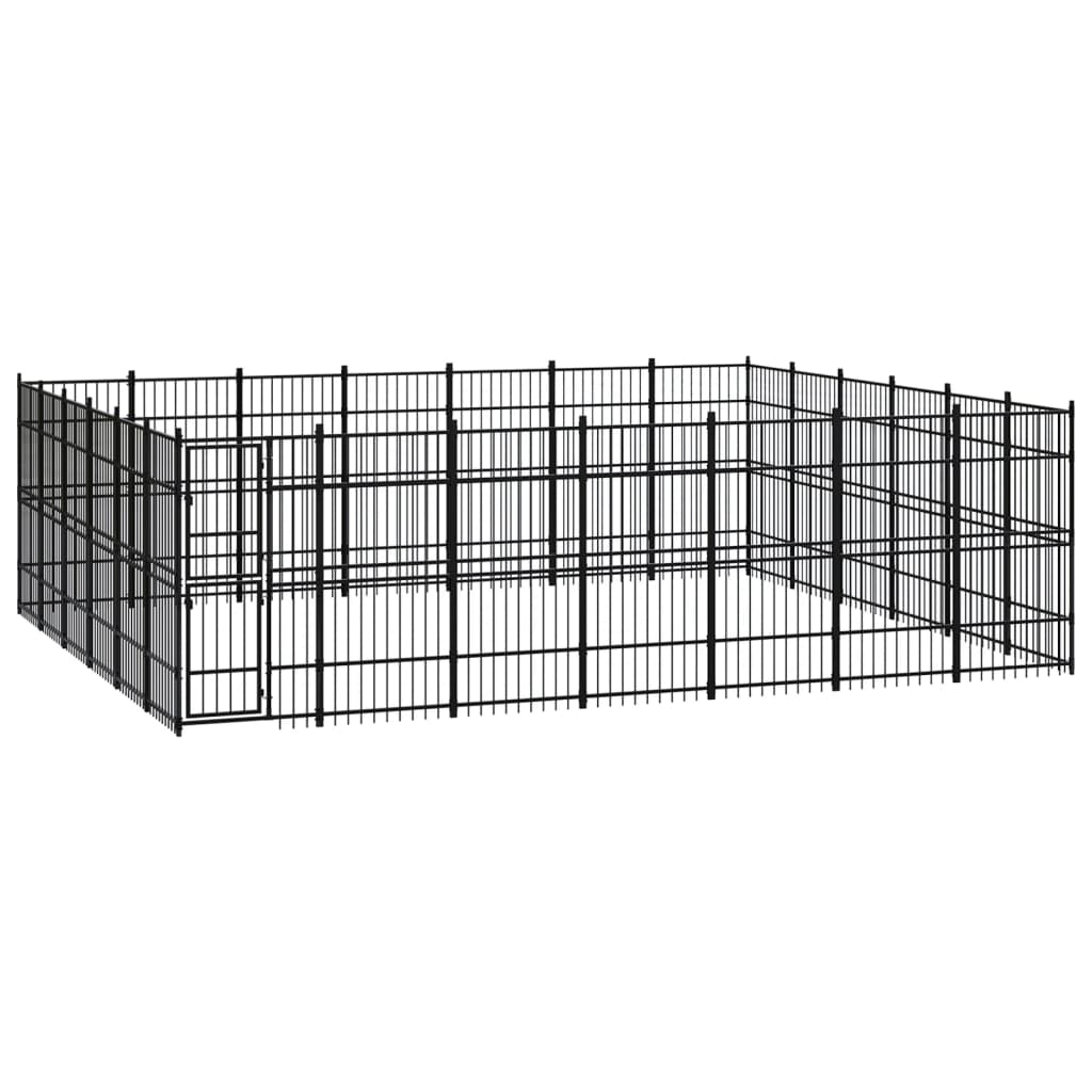 vidaXL Outdoor Dog Kennel Steel 38.71 m²