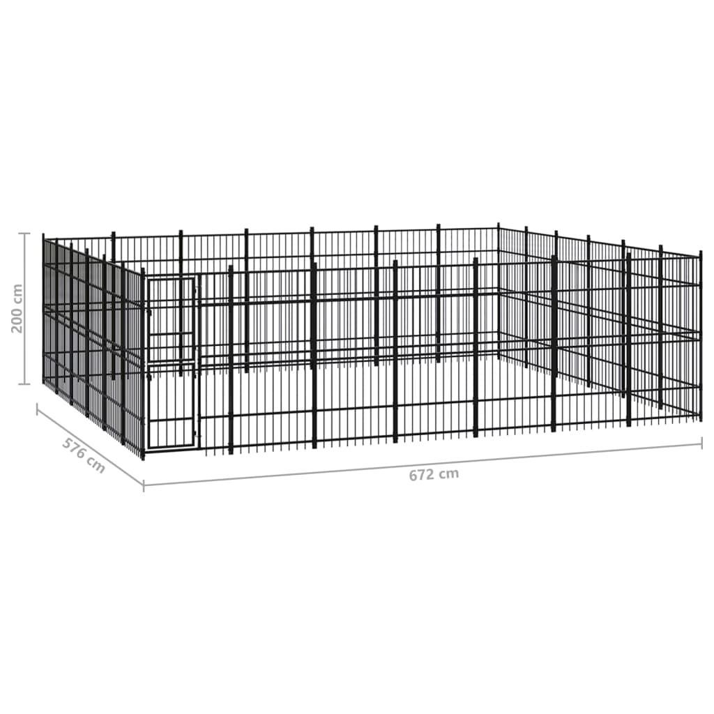 vidaXL Outdoor Dog Kennel Steel 38.71 m²