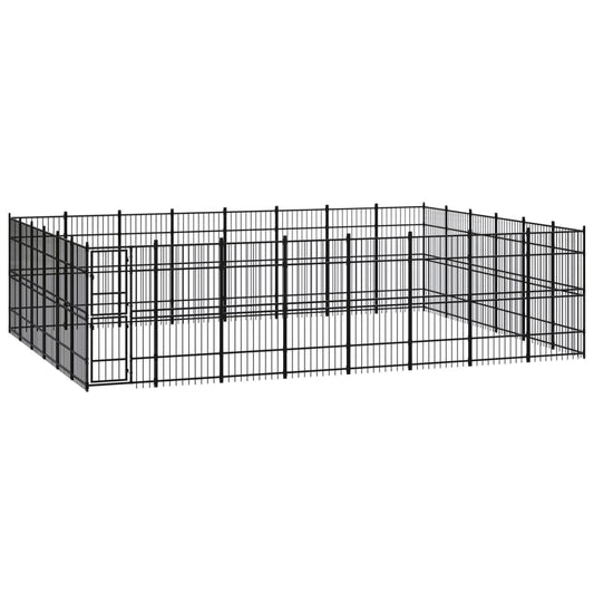 vidaXL Outdoor Dog Kennel Steel 44.24 m²