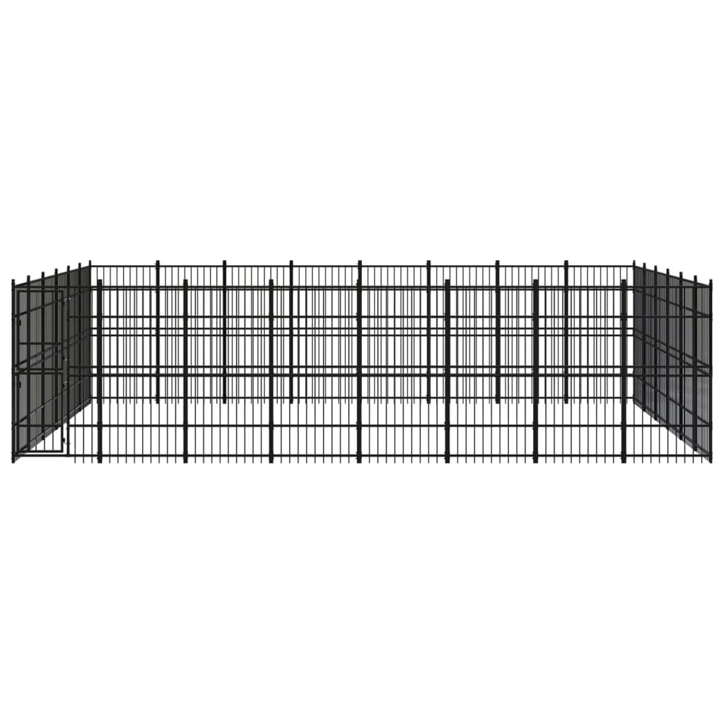 vidaXL Outdoor Dog Kennel Steel 44.24 m²