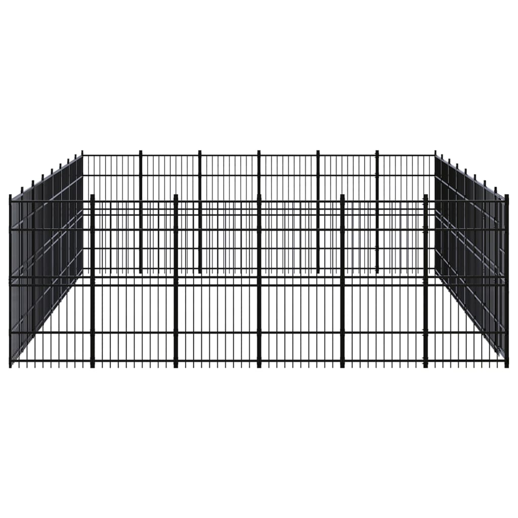 vidaXL Outdoor Dog Kennel Steel 44.24 m²