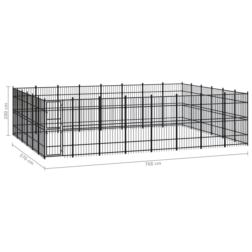 vidaXL Outdoor Dog Kennel Steel 44.24 m²