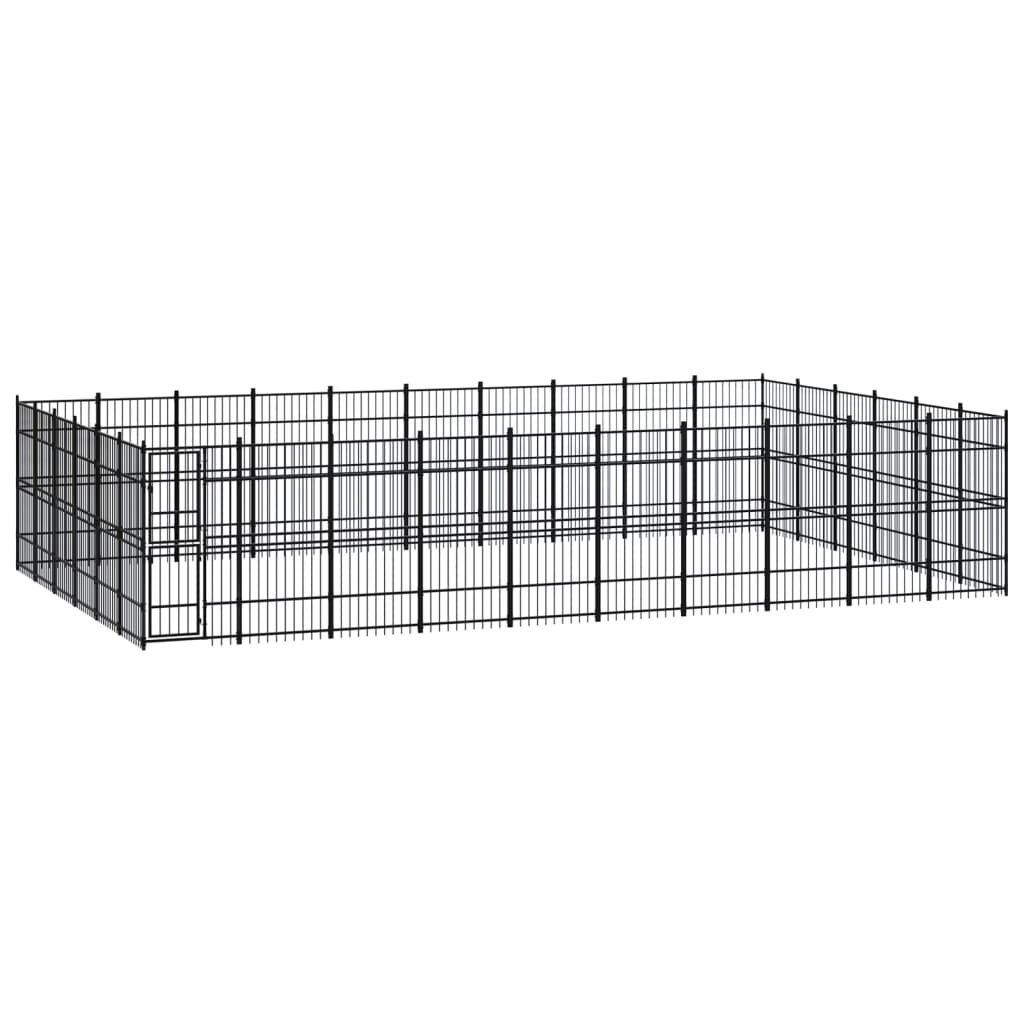 vidaXL Outdoor Dog Kennel Steel 55.3 m²