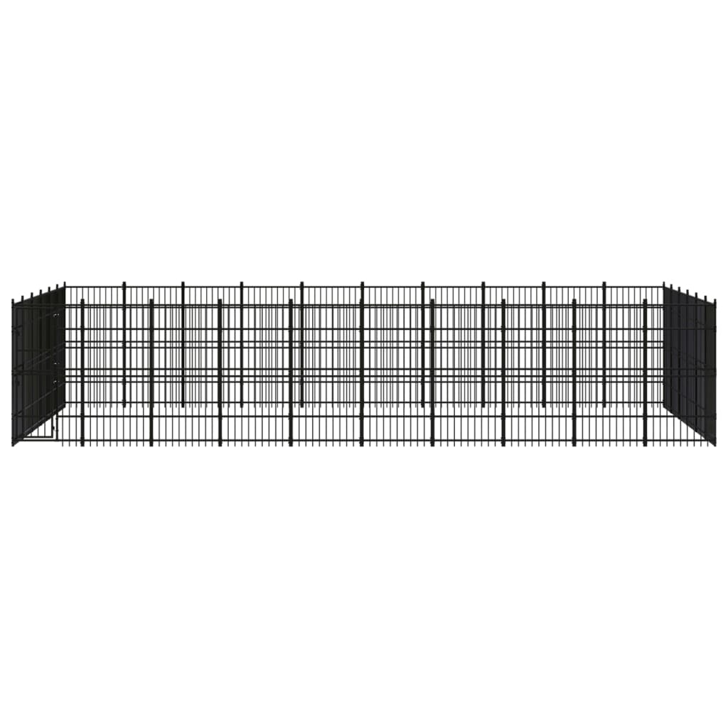 vidaXL Outdoor Dog Kennel Steel 55.3 m²