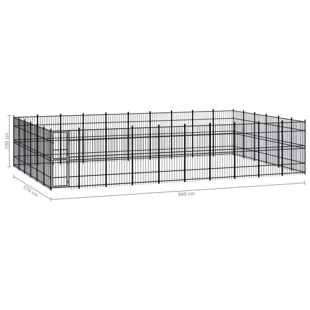 vidaXL Outdoor Dog Kennel Steel 55.3 m²