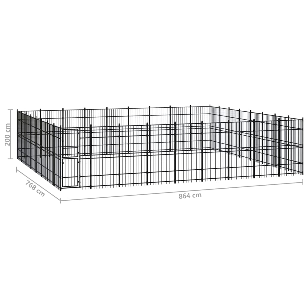 vidaXL Outdoor Dog Kennel Steel 66.36 m²