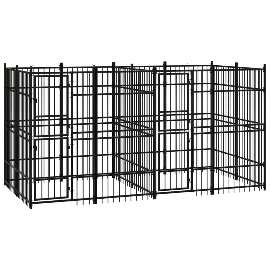 vidaXL Outdoor Dog Kennel Steel 7.37 m²