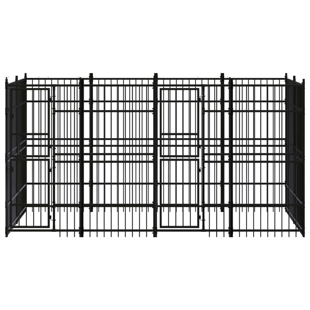 vidaXL Outdoor Dog Kennel Steel 7.37 m²