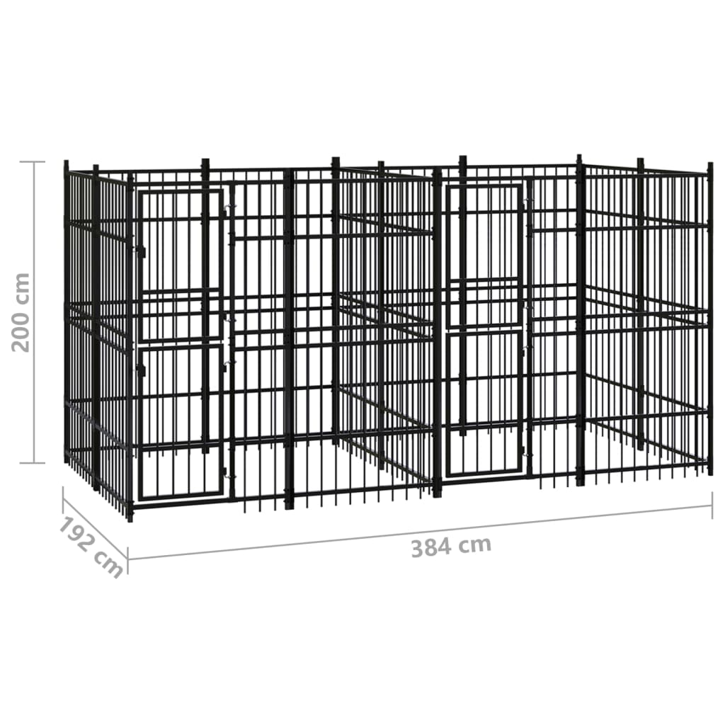 vidaXL Outdoor Dog Kennel Steel 7.37 m²