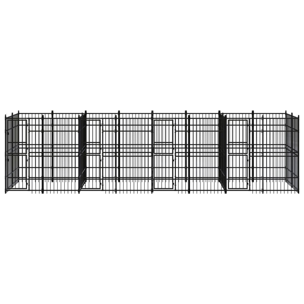 vidaXL Outdoor Dog Kennel Steel 14.75 m²