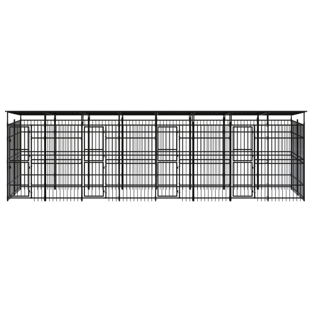 vidaXL Outdoor Dog Kennel with Roof Steel 14.75 m²