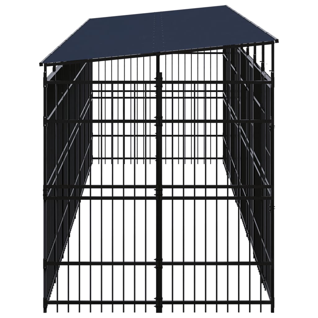 vidaXL Outdoor Dog Kennel with Roof Steel 14.75 m²