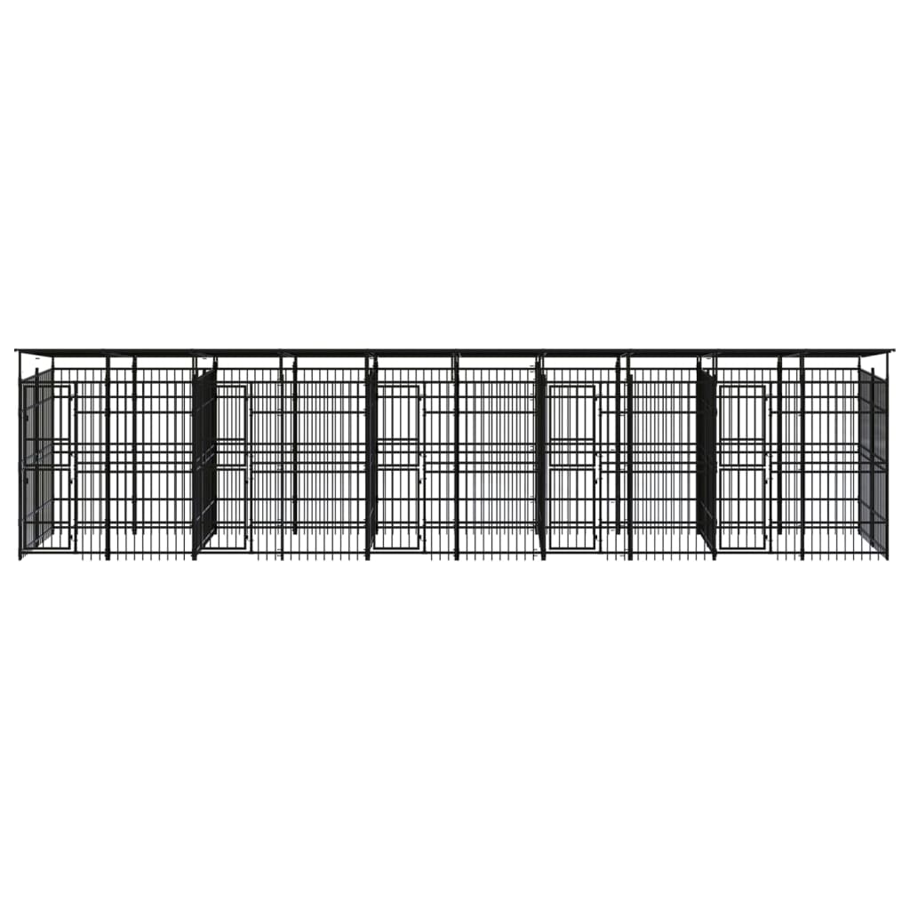 vidaXL Outdoor Dog Kennel with Roof Steel 18.43 m²