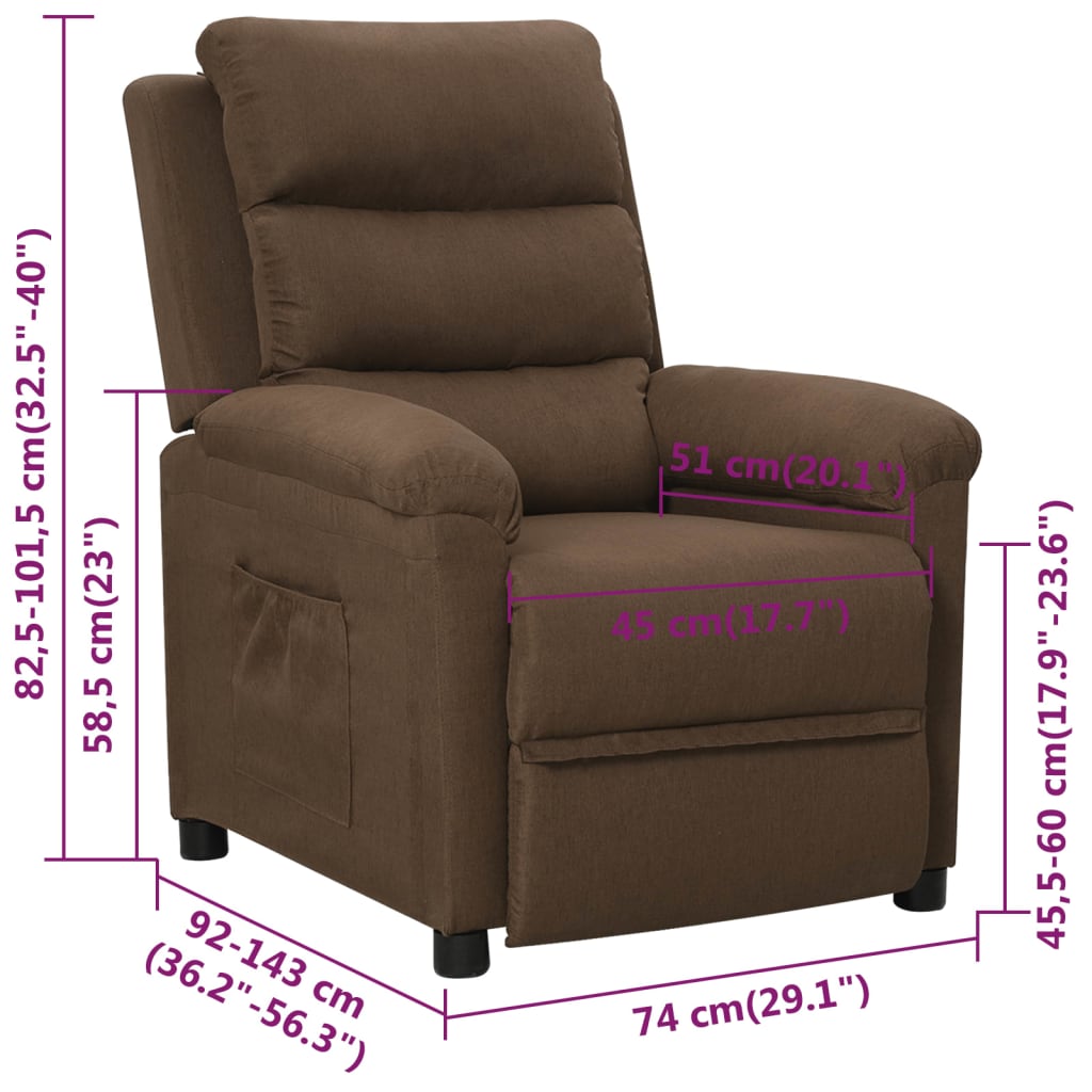 Recliner Chair Brown Fabric