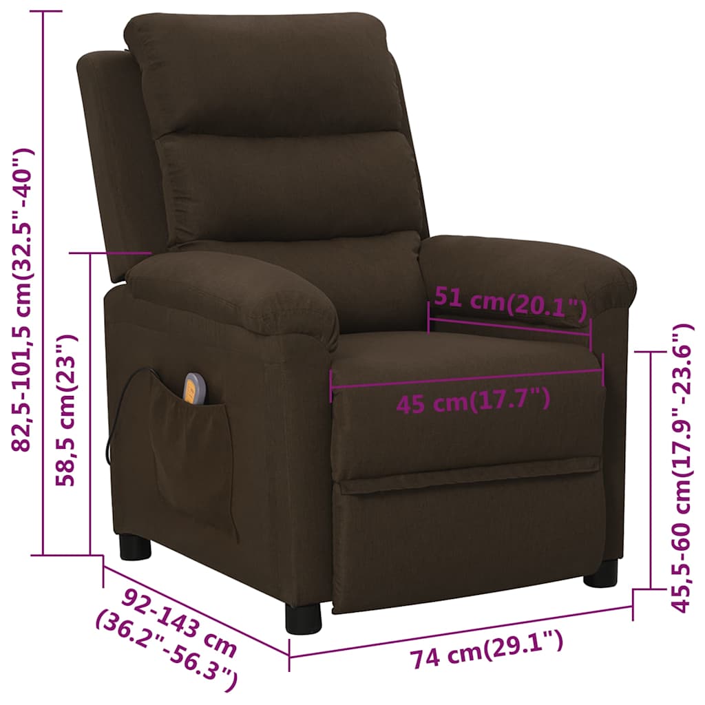 Massage Chair Dark Brown Fabric
