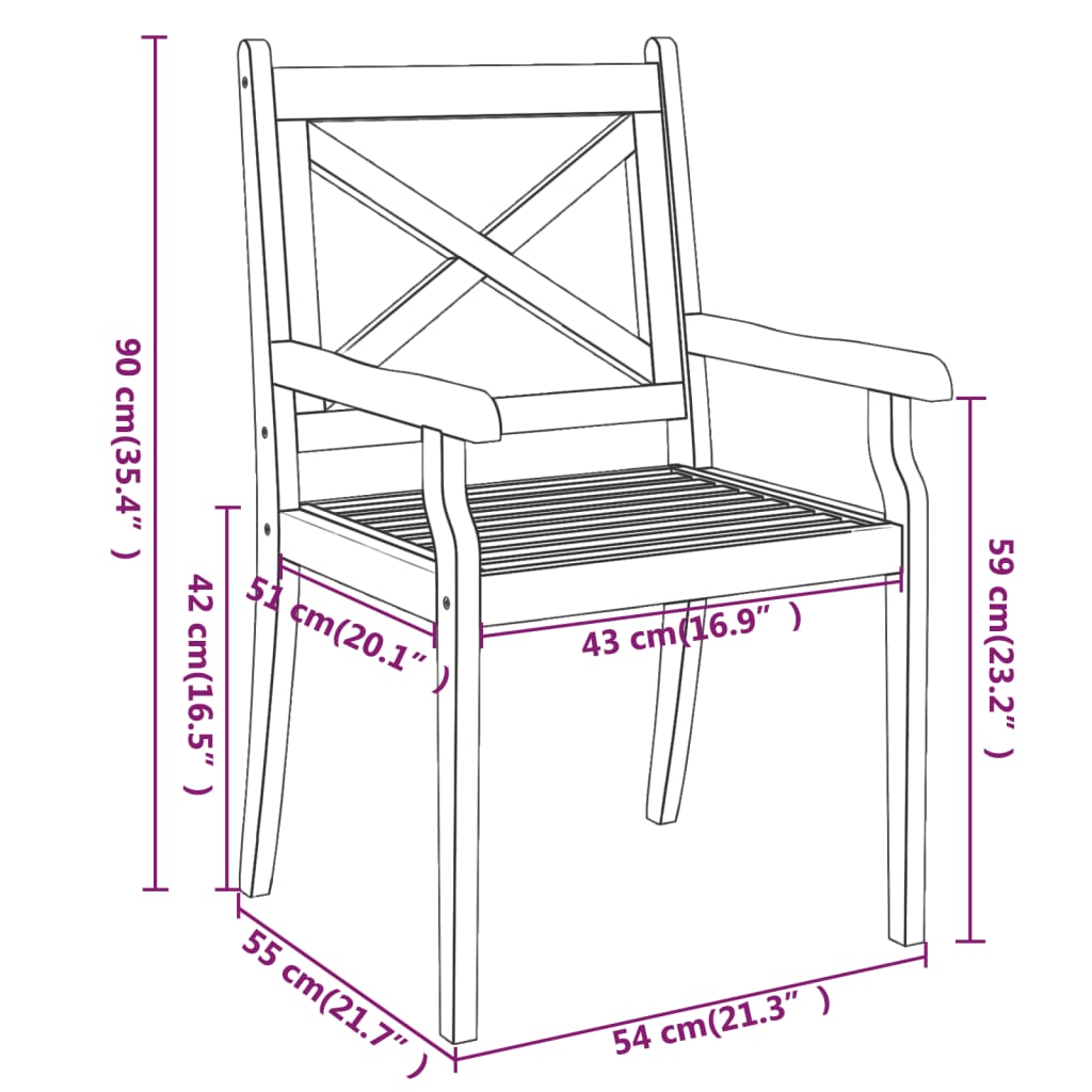 Dining Chair | Set of 4 | Natural Acacia