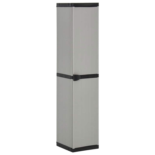 Garden Storage Cabinet with 3 Shelves Grey & Black 34x40x168 cm