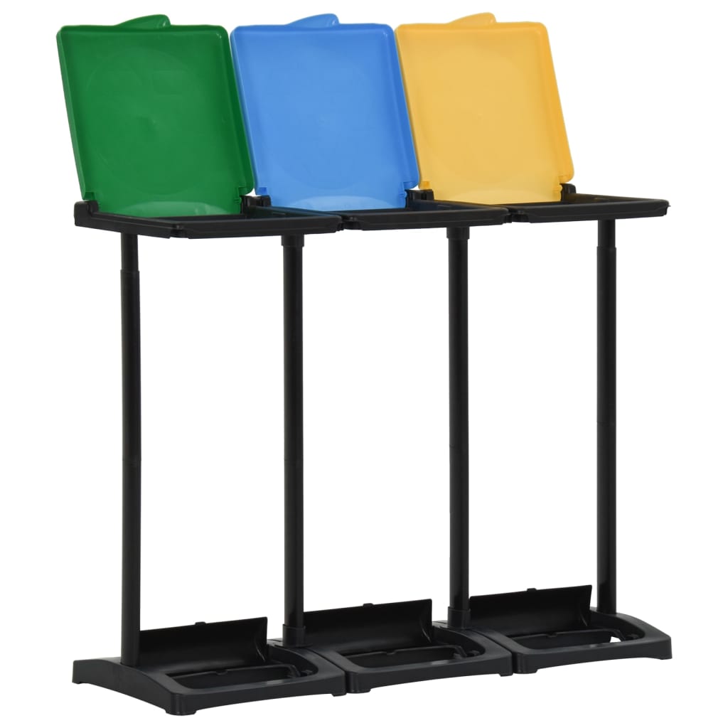 vidaXL Bin Bag Stands with Lid 240-330 L Multicolour PP