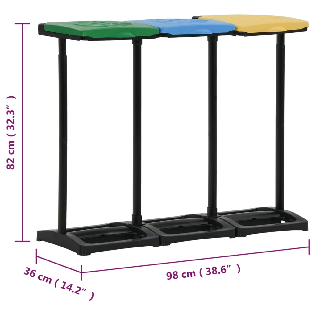 vidaXL Bin Bag Stands with Lid 240-330 L Multicolour PP