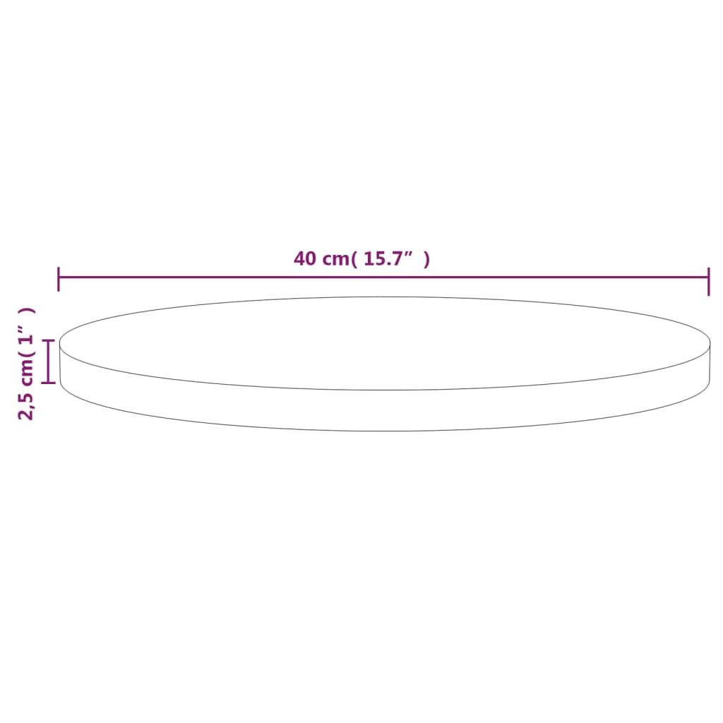 vidaXL Table Top Ø40x2.5 cm Solid Wood Pine