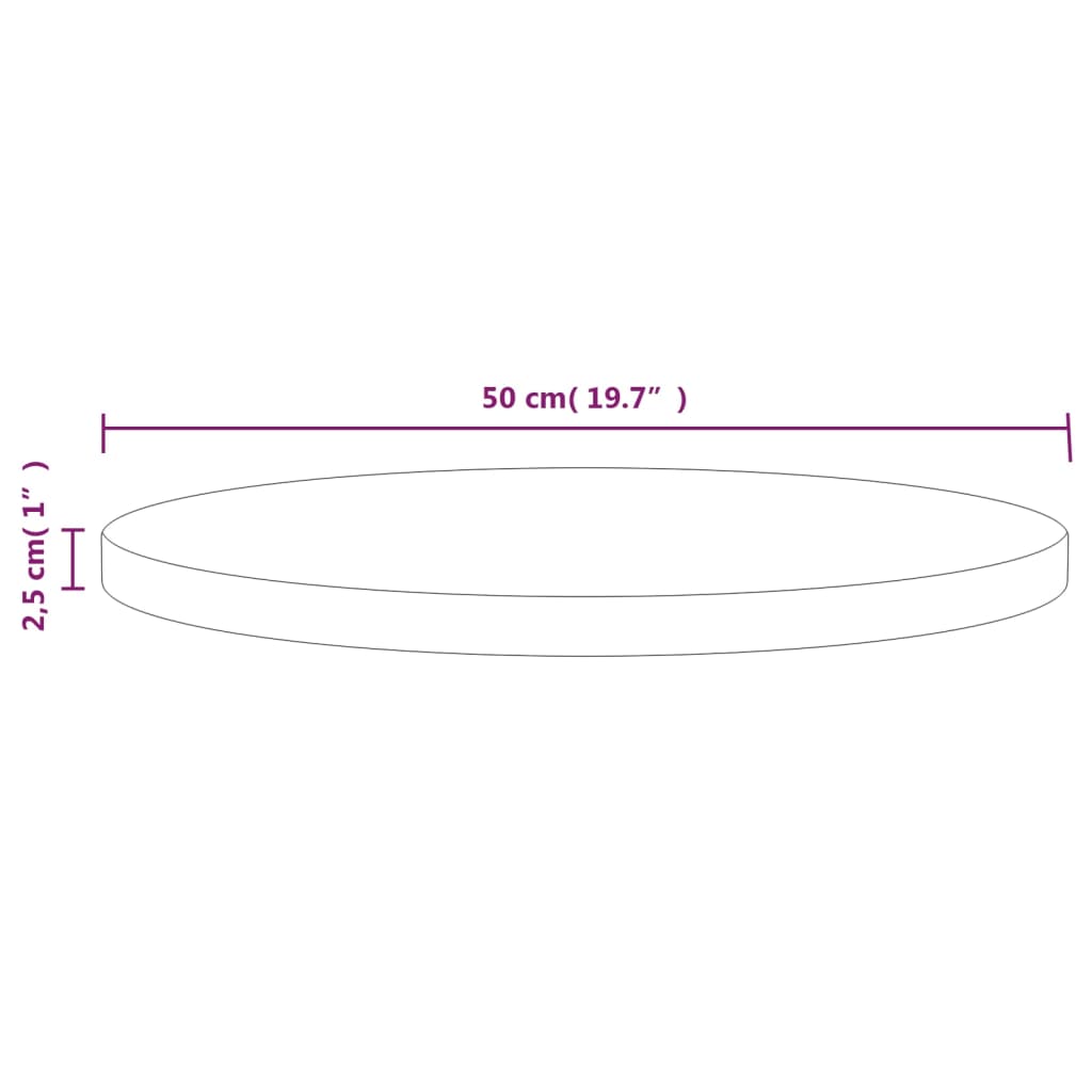 vidaXL Table Top White Ø50x2.5 cm Solid Wood Pine