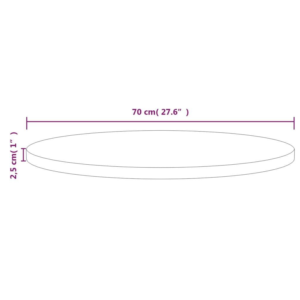 vidaXL Table Top White Ø70x2.5 cm Solid Wood Pine