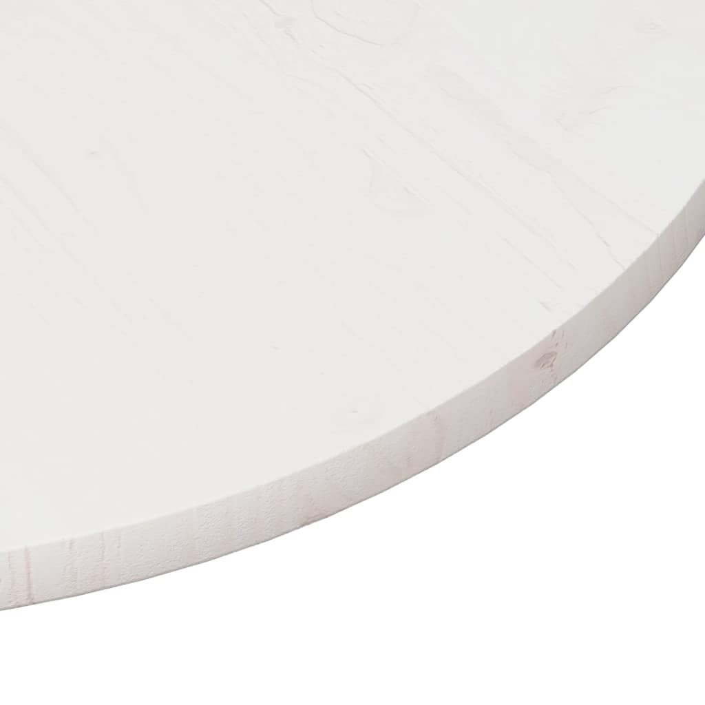 Table Top White Ø80x2.5 cm Solid Wood Pine