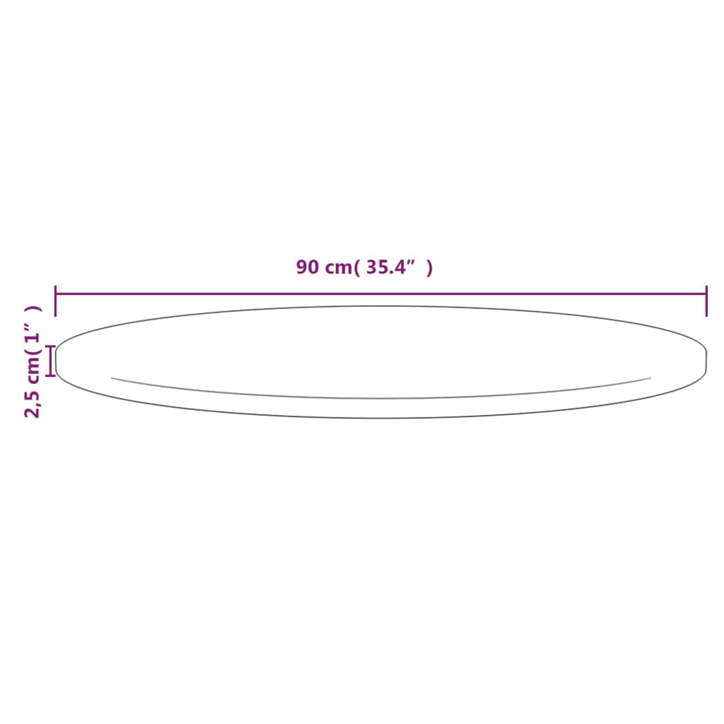 vidaXL Table Top White Ø90x2.5 cm Solid Wood Pine